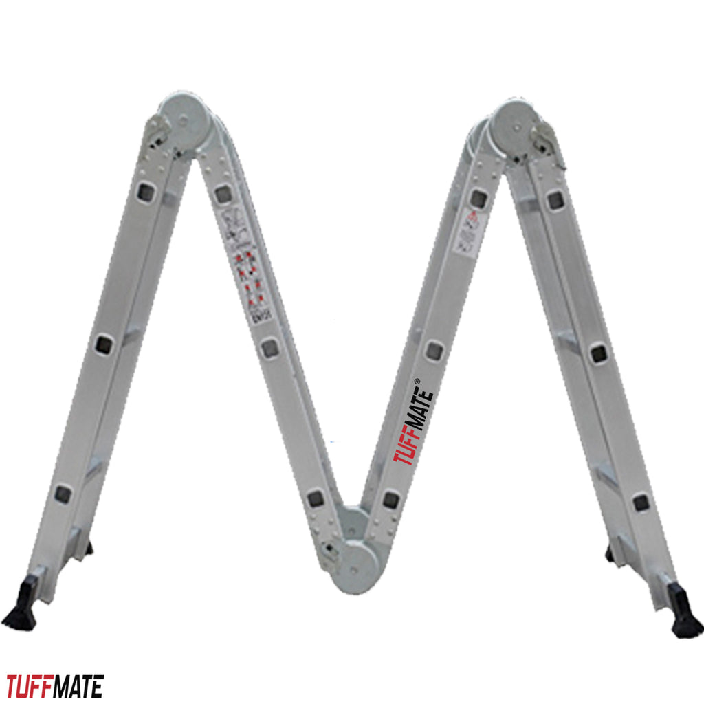 Combination Ladder 4.7m - 14 in 1 Multi Position Aluminium Folding Scaffold TUFFMATE