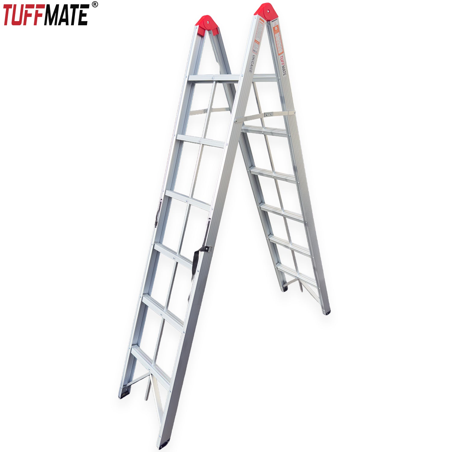 Folding Step Ladder Folds Away 2m 6 Treads Aluminium TUFFMATE