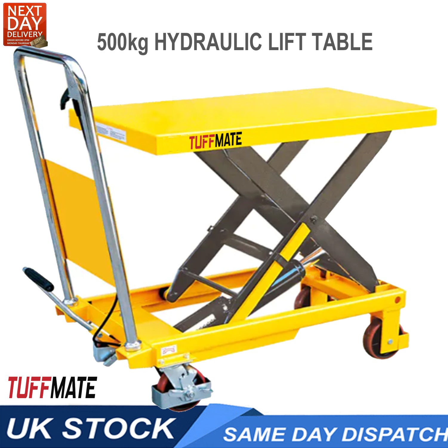Scissor Lift Table Mobile 500kg Max Weight Capacity Hydraulic Workshop Table