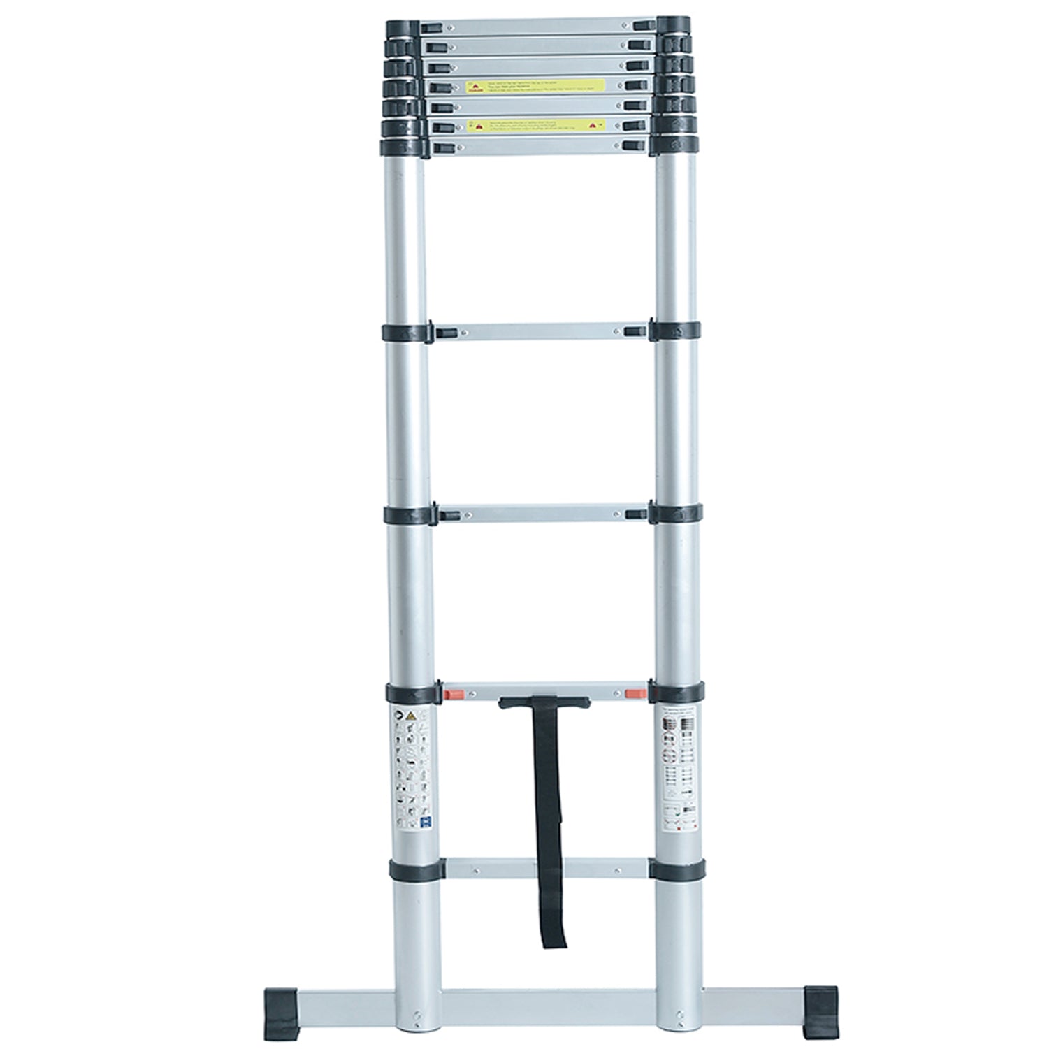 Telescopic Ladder 4m Max Height Aluminium 13 Tread Wide Base Stabaliser Bar