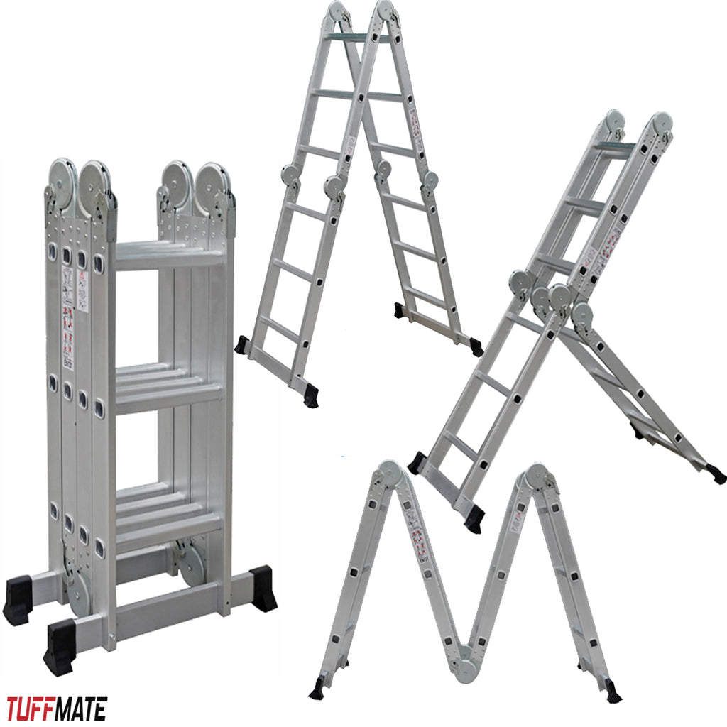 Combination Ladder 4.7m - 14 in 1 Multi Position Aluminium Folding Scaffold TUFFMATE