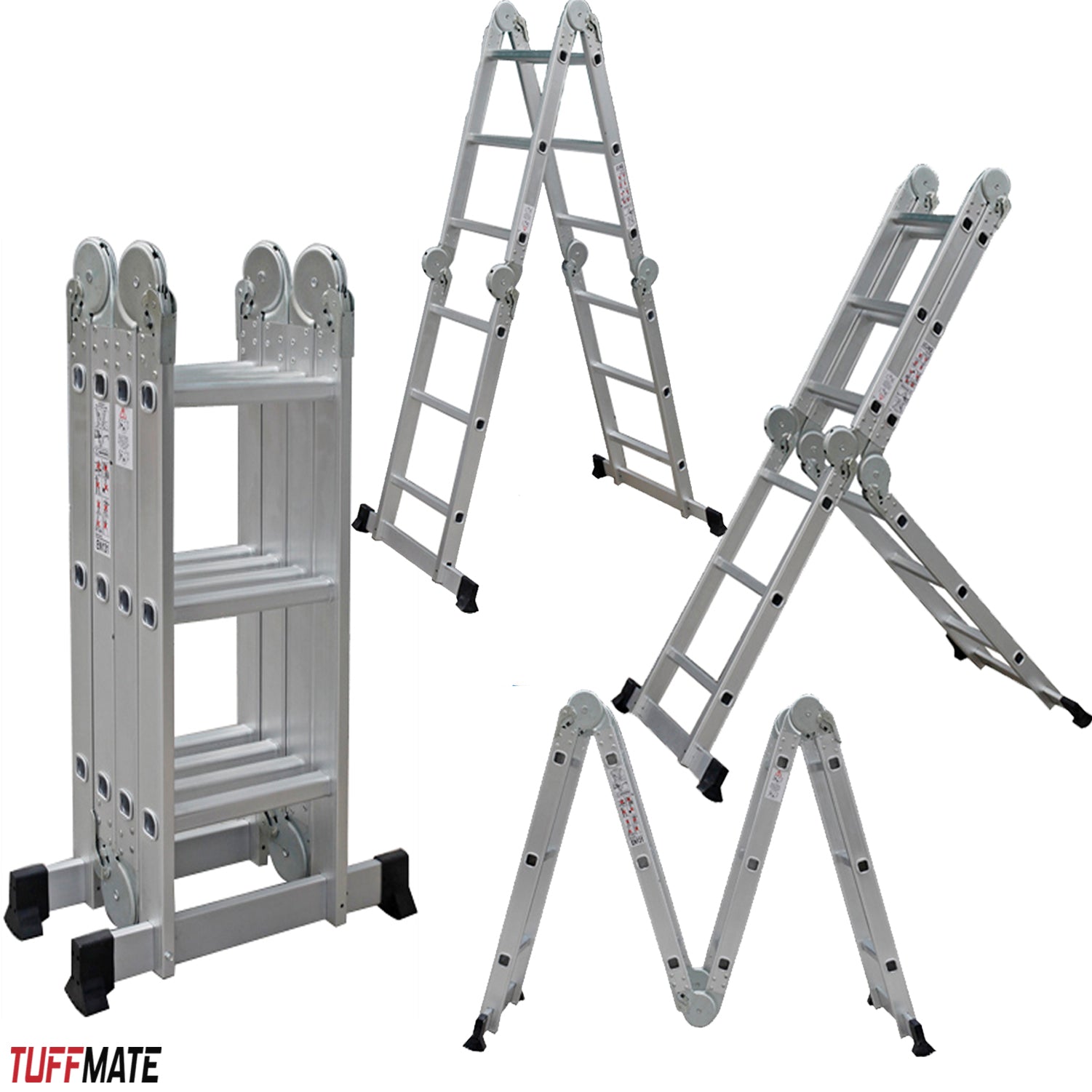 Combination Ladder 4.7m - 14 in 1 Multi Position Aluminium Folding Scaffold TUFFMATE