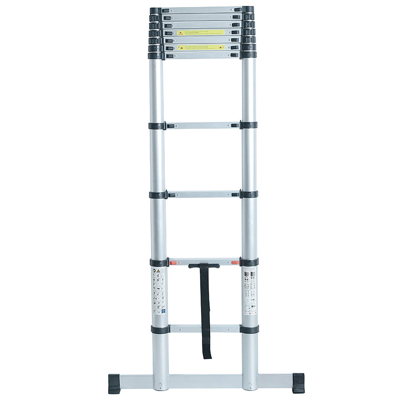 Telescopic Ladder 4.2m Max Height Aluminium 14 Tread Wide Base Stabaliser Bar