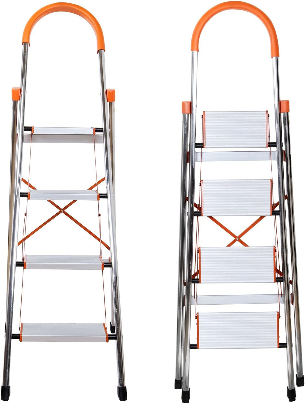 3 Step Orange Ladder – Aluminium Folding Step Ladder for Home and Office image 1