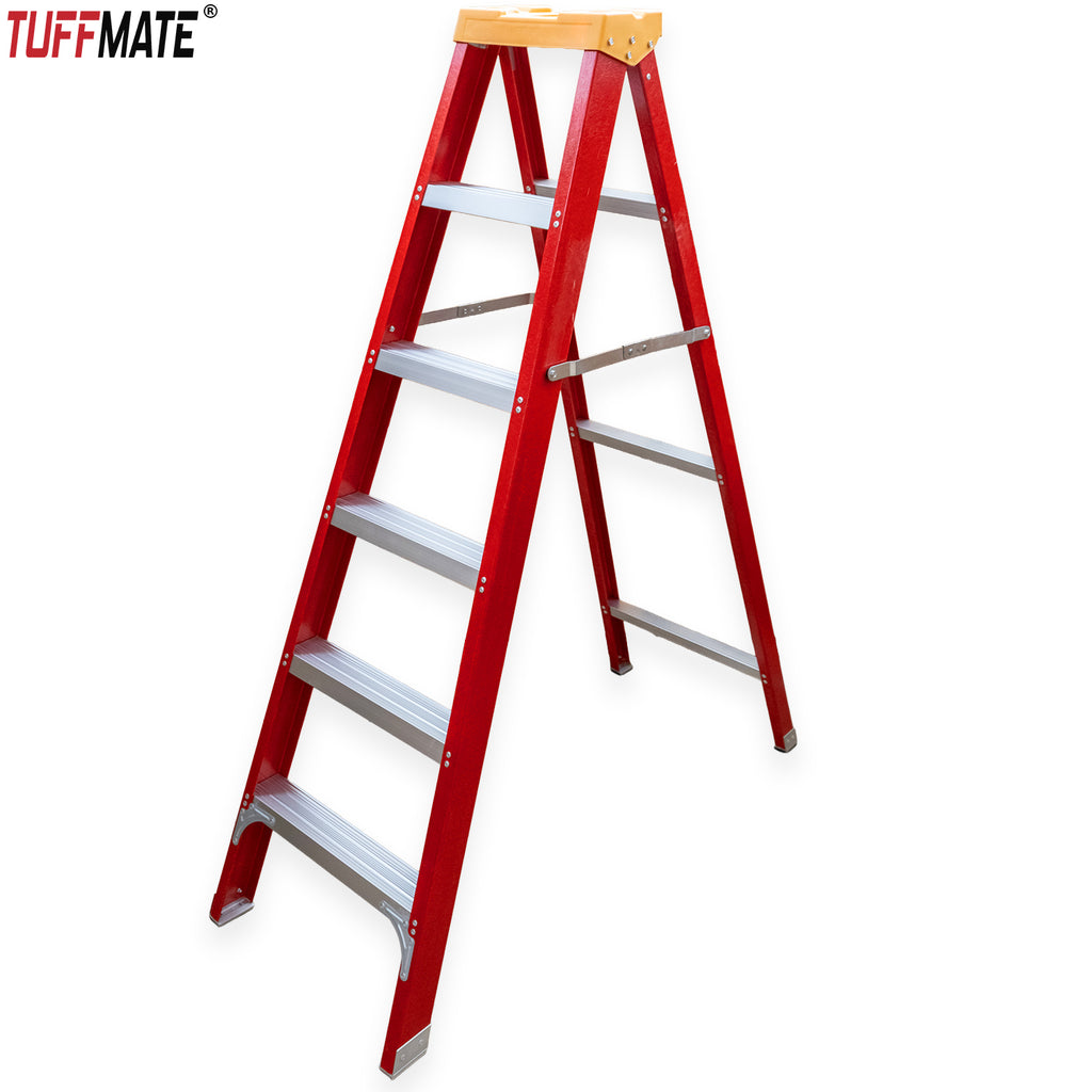 Fibreglass Step Ladder 6 Tread 1.8M Electricians Tool Holder