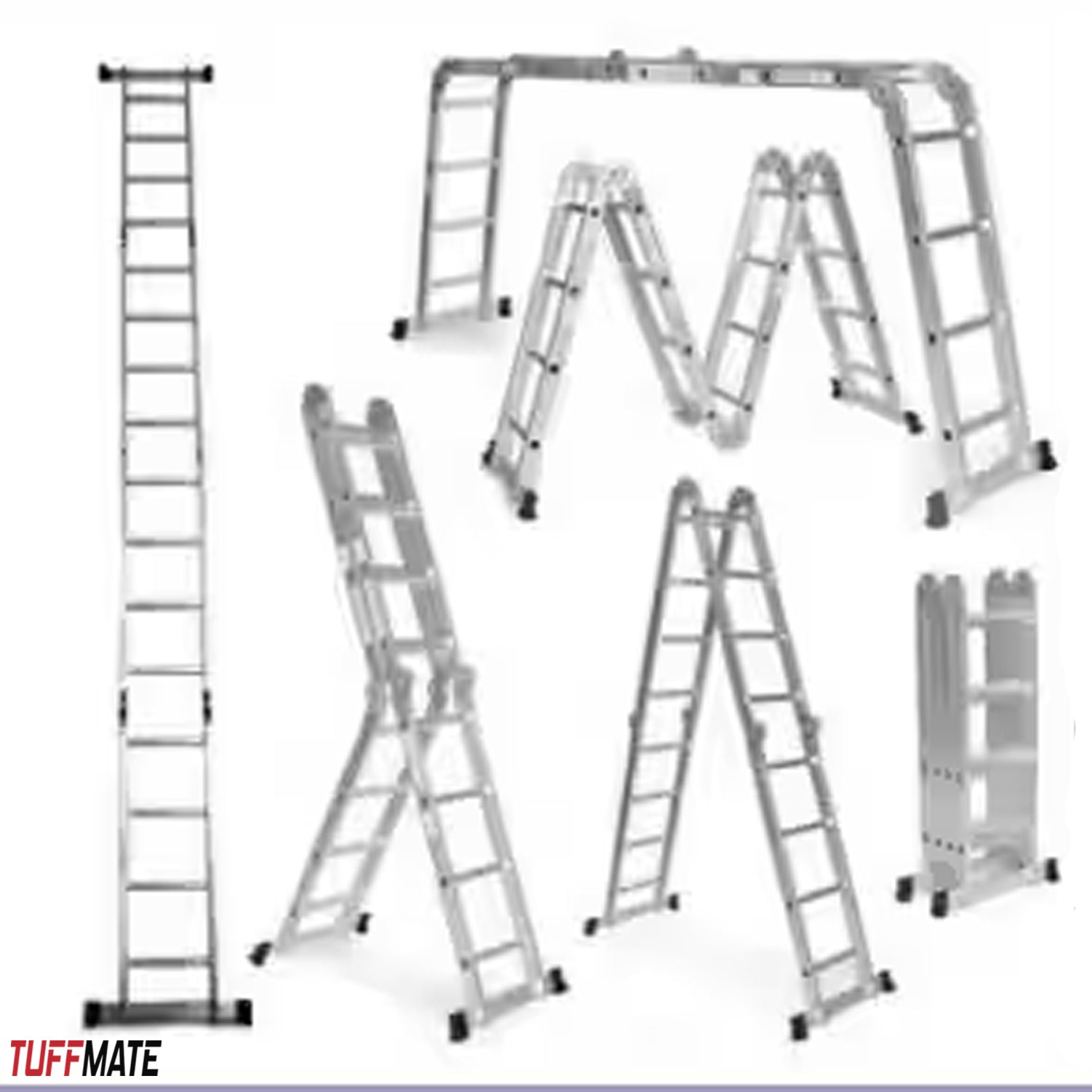 Combination Ladder 4.7m - 14 in 1 Multi Position Aluminium Folding Scaffold TUFFMATE