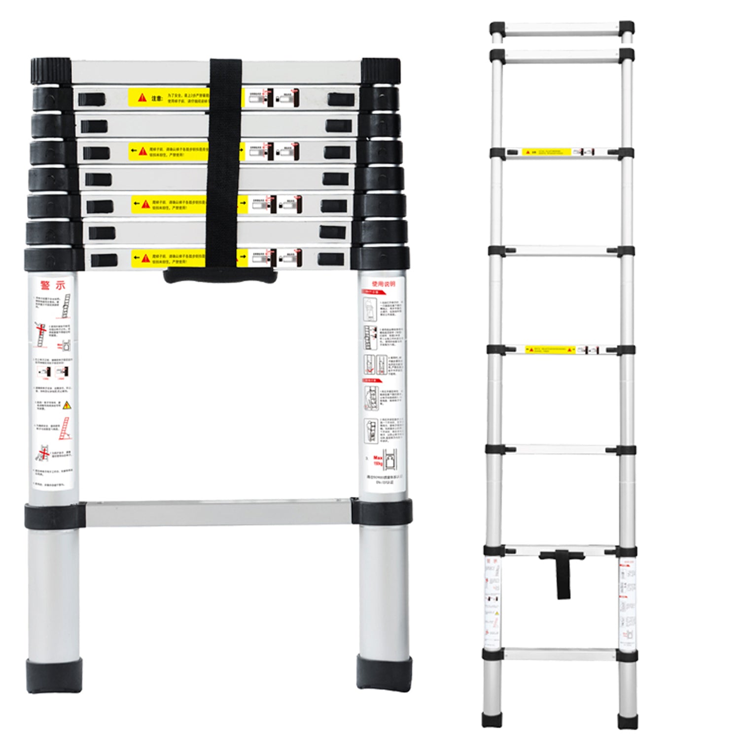 TUFFMATE Aluminium Telescopic Ladder with Wide Base Stabiliser Bar