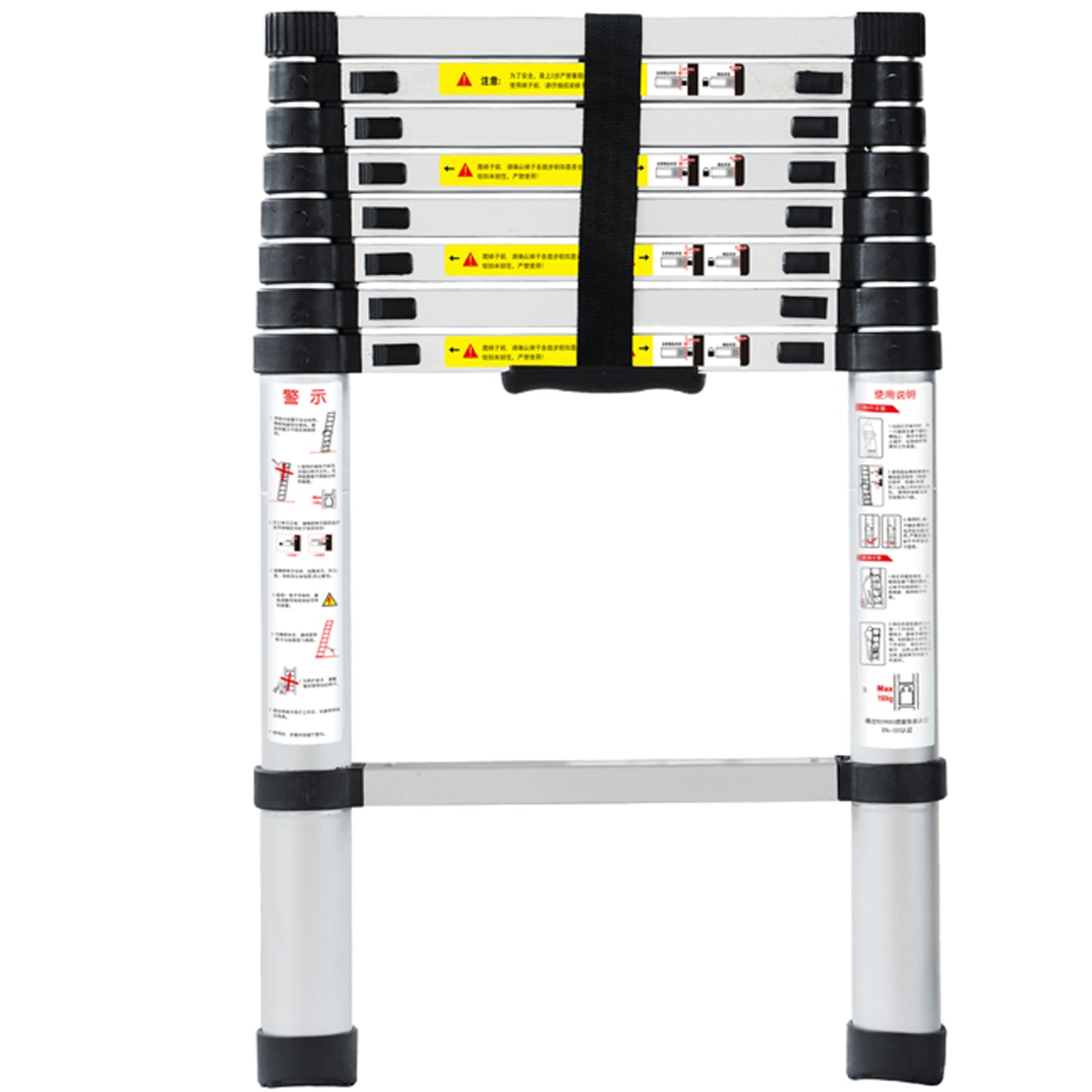 Aluminium Telescopic Ladder 2m Max Height 7 Treads Wide Base