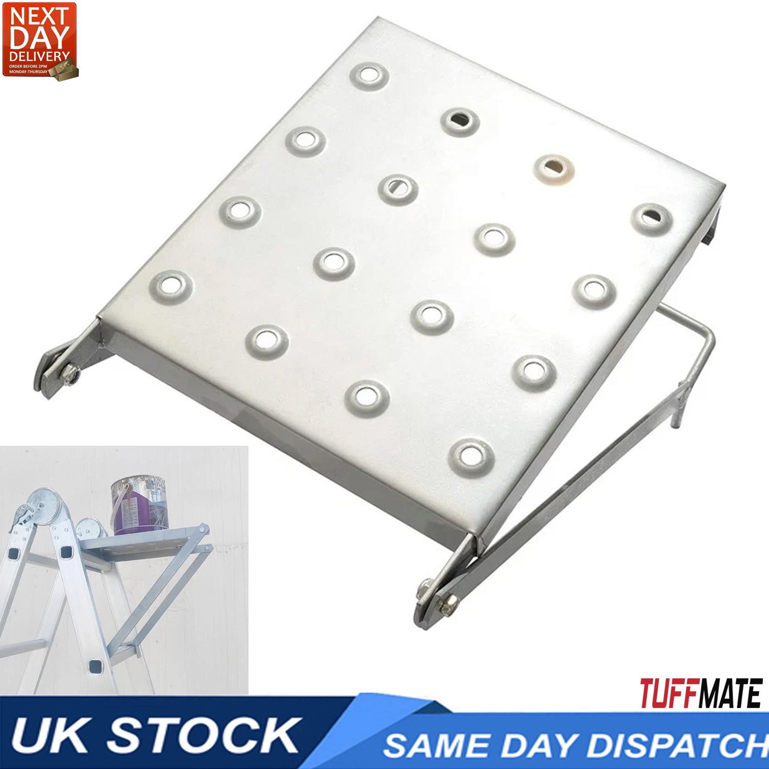 Ladder Work Shelf Step Platform Heavy Duty Load Bearing 150kg TUFFMATE