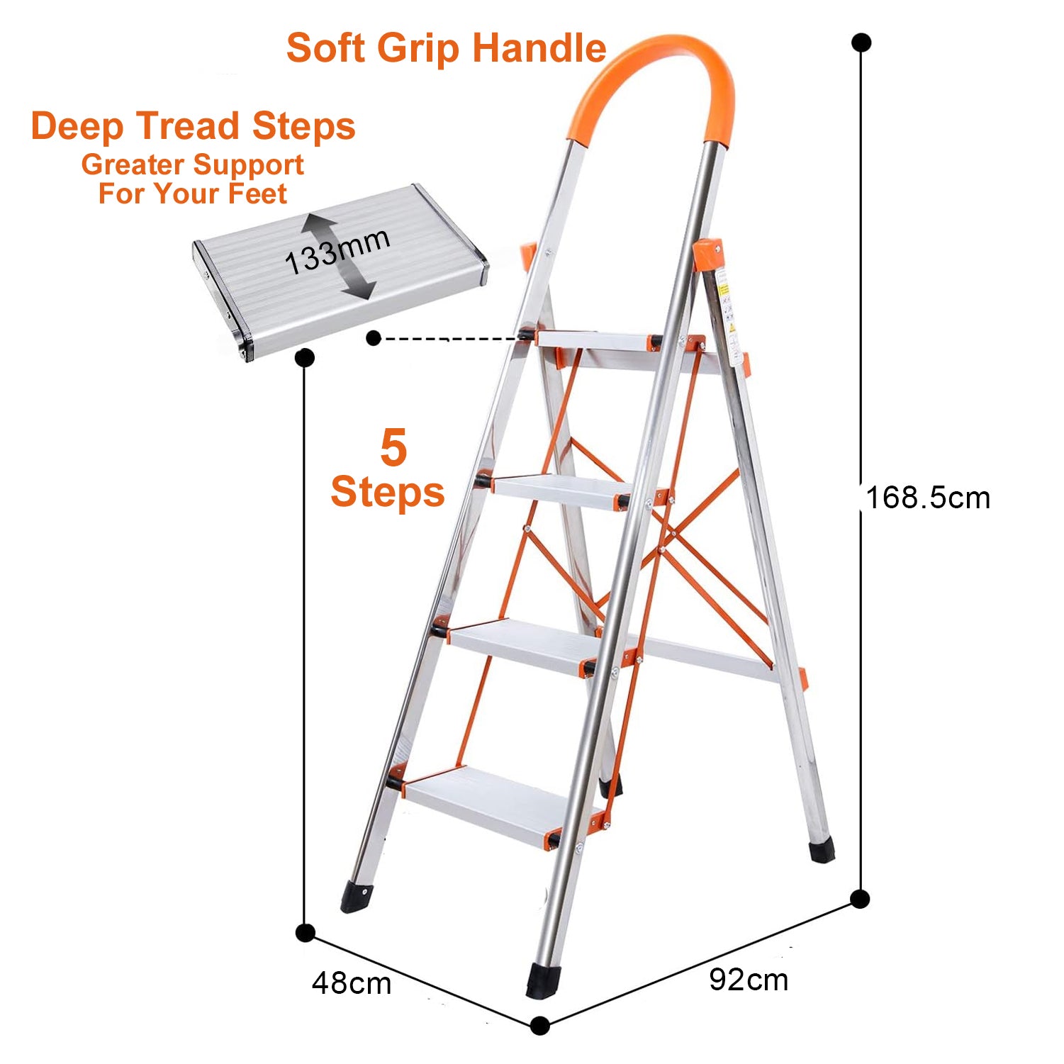 5 Step Aluminium Ladder | Folding Lightweight Step Ladder image 9