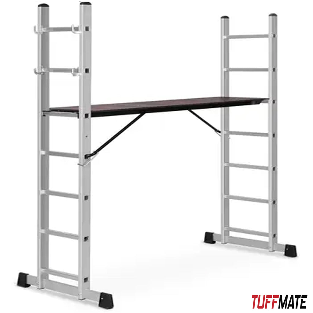 Scaffolding Platform Ladder 7 Tread 2m Multipurpose Aluminium Scaffold TUFFMATE