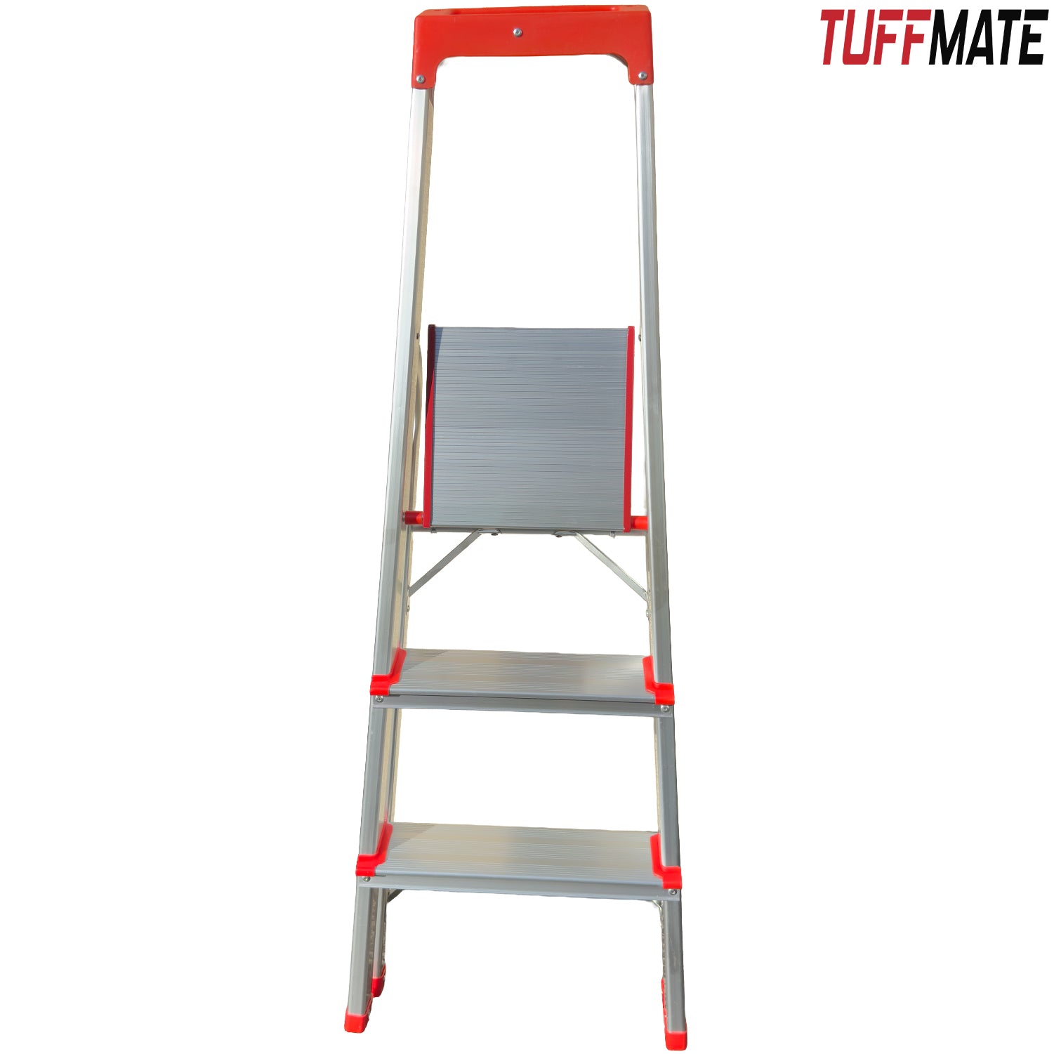 Step Ladder 3 Step Aluminum Folding High Grab Handle and Tool Tray TUFFMATE