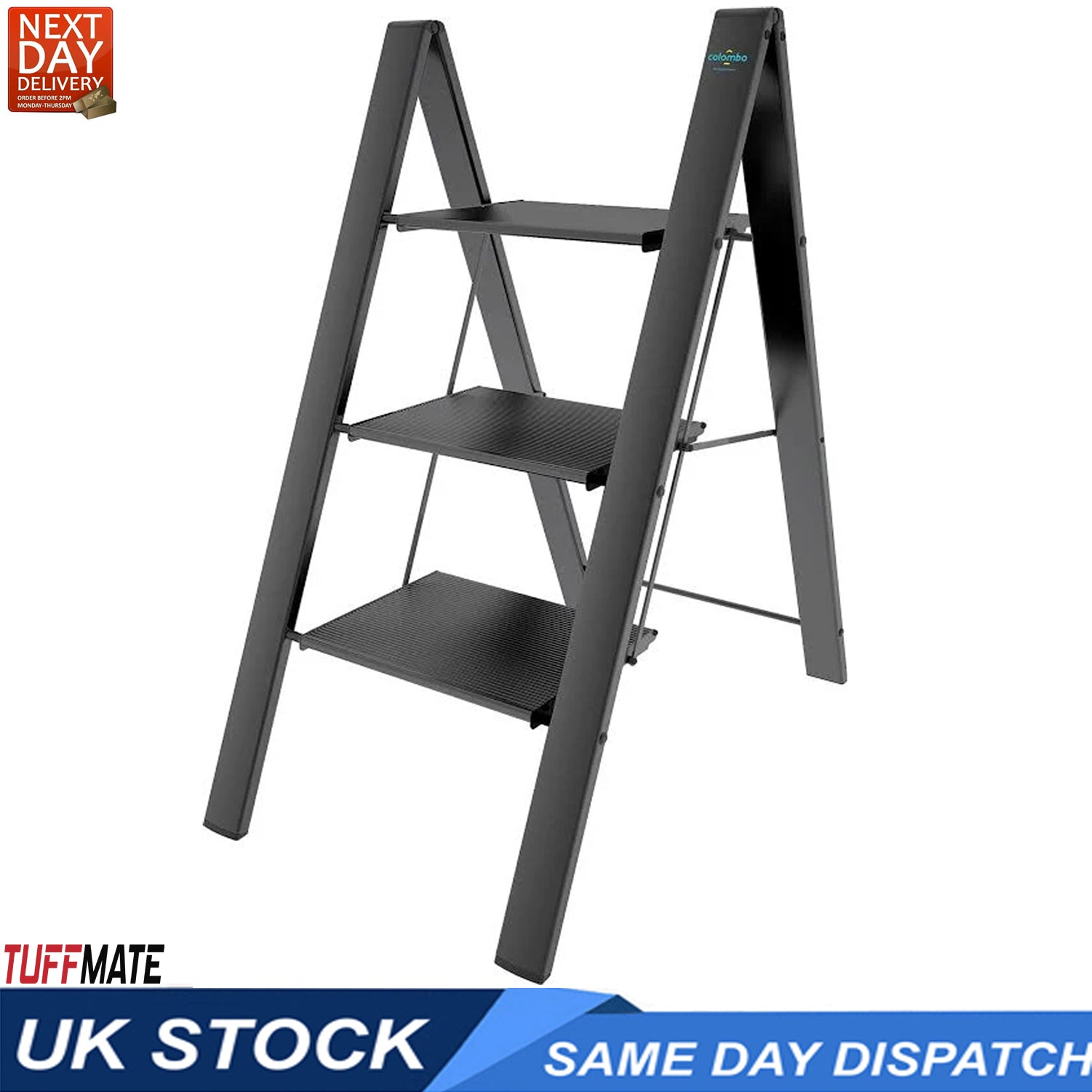 Step Ladder 3 Step Tread 45cm Wide Sturdy and Stable TUFFMATE