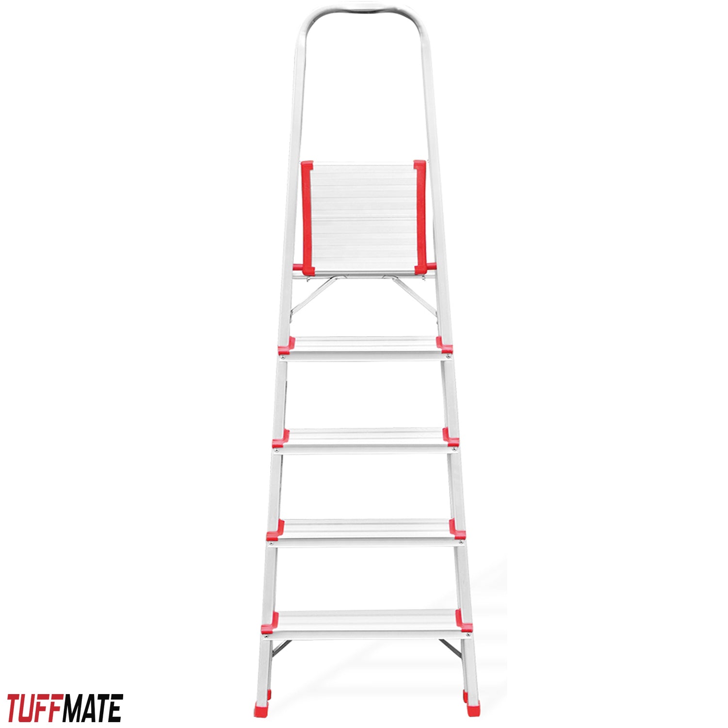 Step Ladder 5 Step Aluminium Folding Step Ladders Anti Slip Feet TUFFMATE