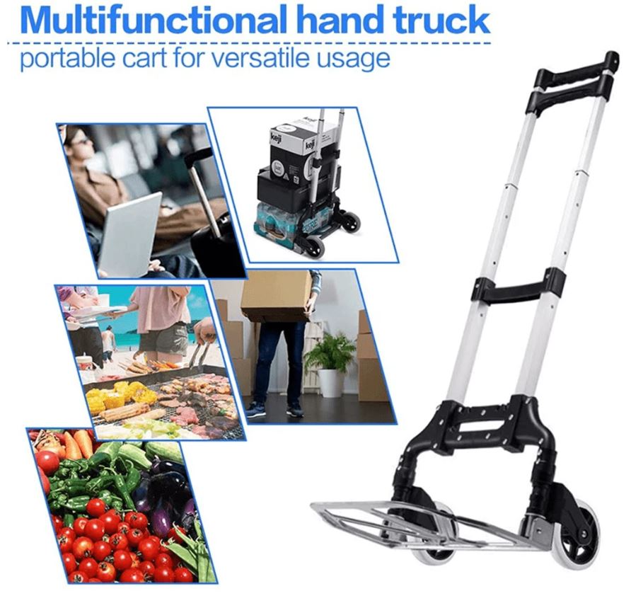 Sack Truck Hand Cart Aluminium Telescopic Portable 80kg Max Load FOLDS FLAT