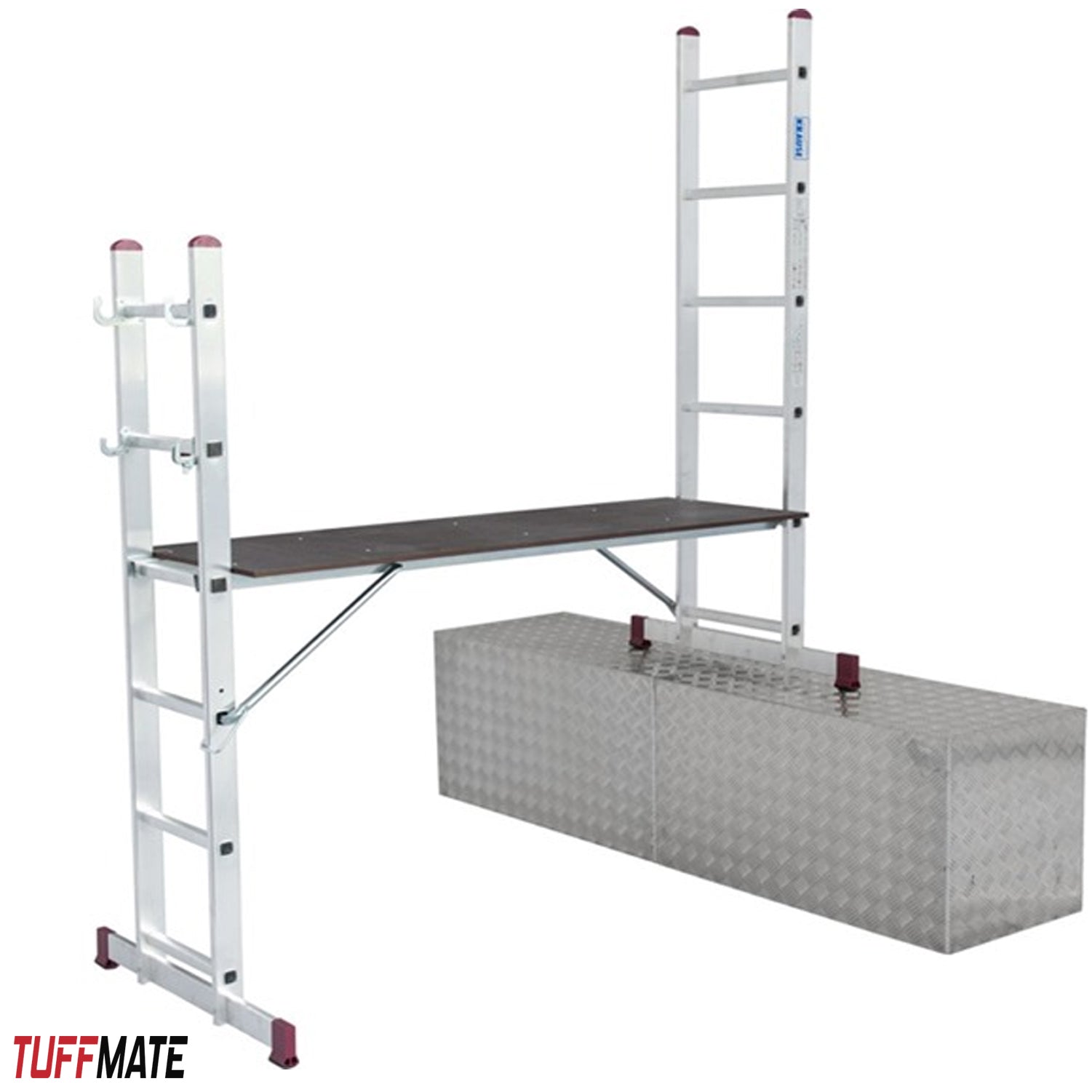 Scaffolding Platform Ladder 7 Tread 2m Multipurpose Aluminium Scaffold TUFFMATE