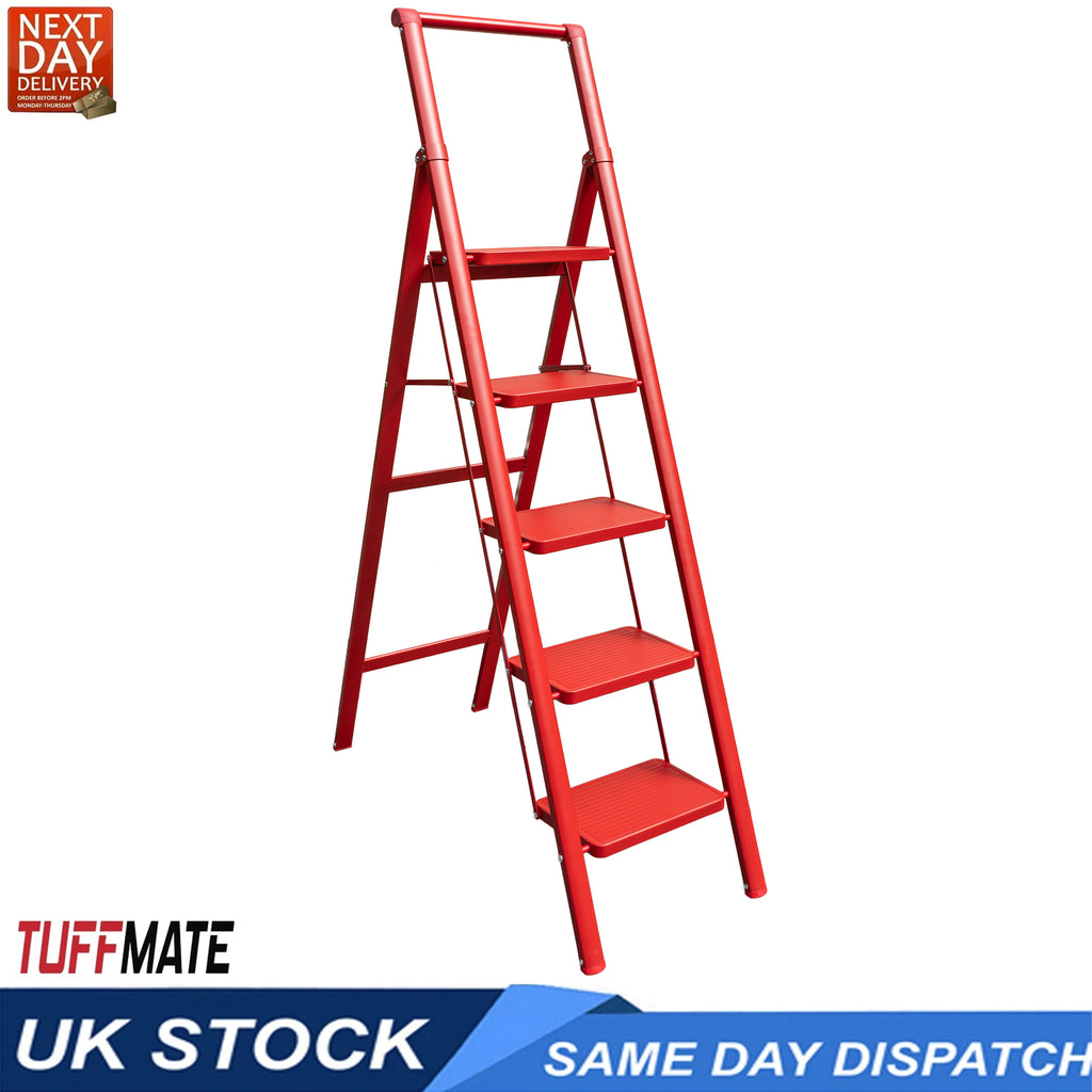 Household Step Ladder 5 Tread Red