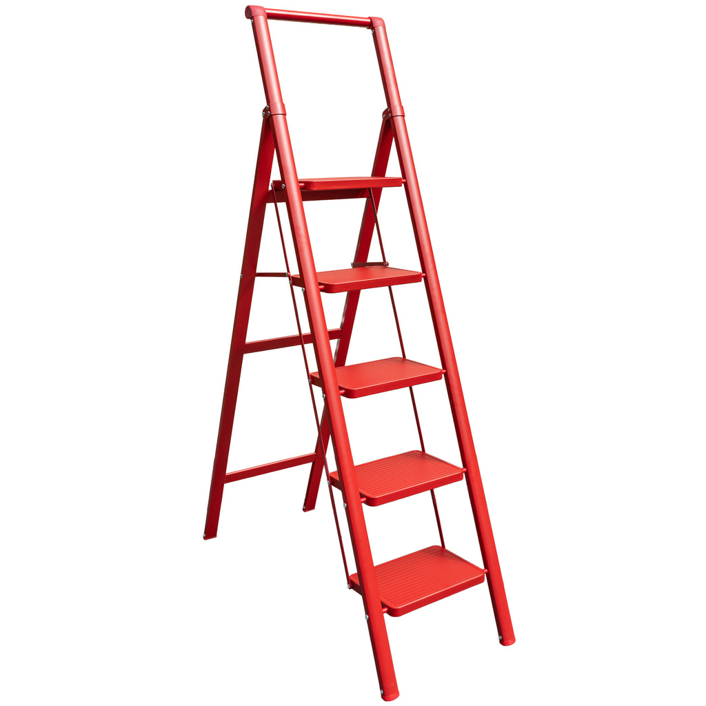 Household Step Ladder 5 Tread Red