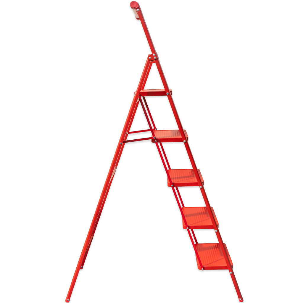 Household Step Ladder 5 Tread Red