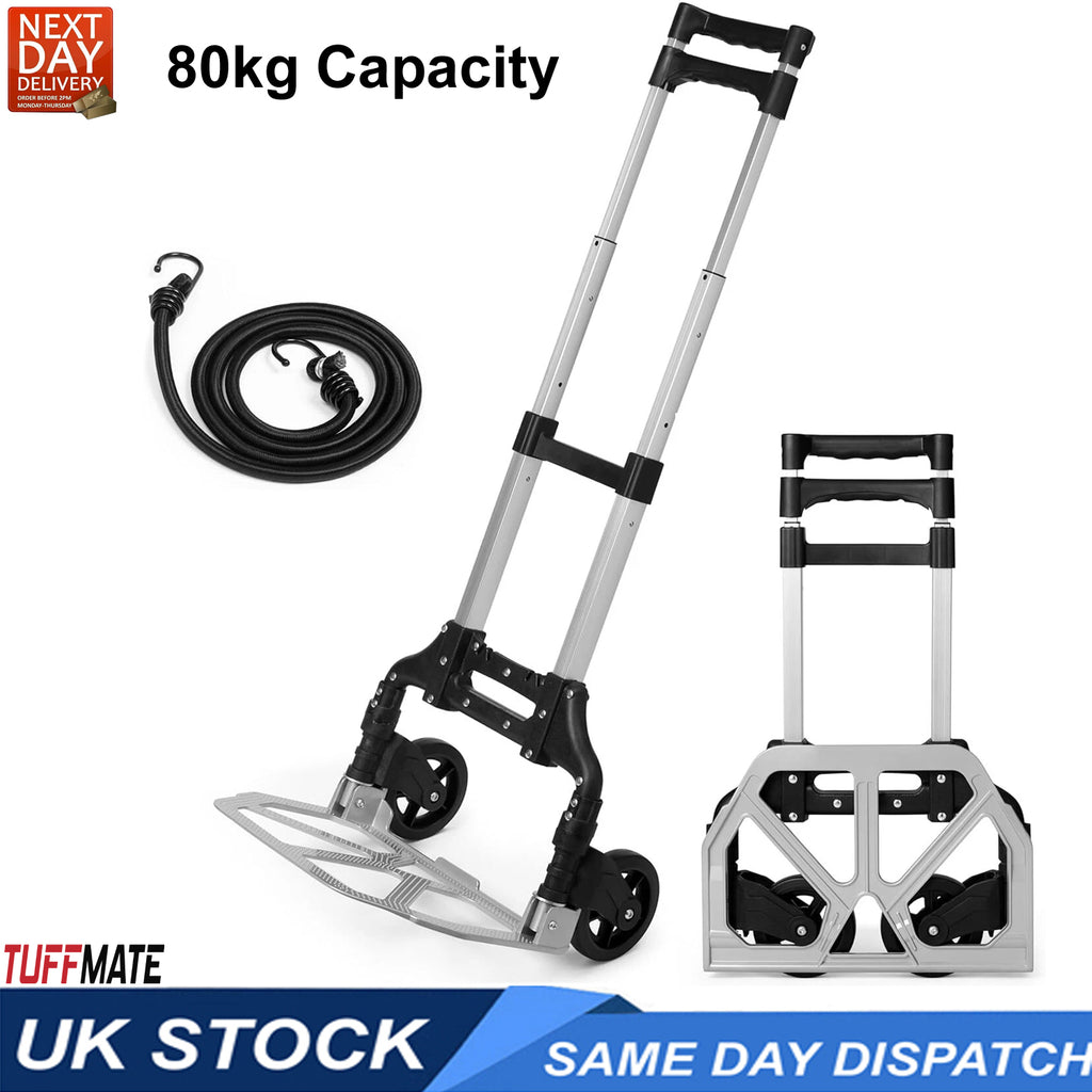 Sack Truck Hand Cart Aluminium Telescopic Portable 80kg Max Load FOLDS FLAT