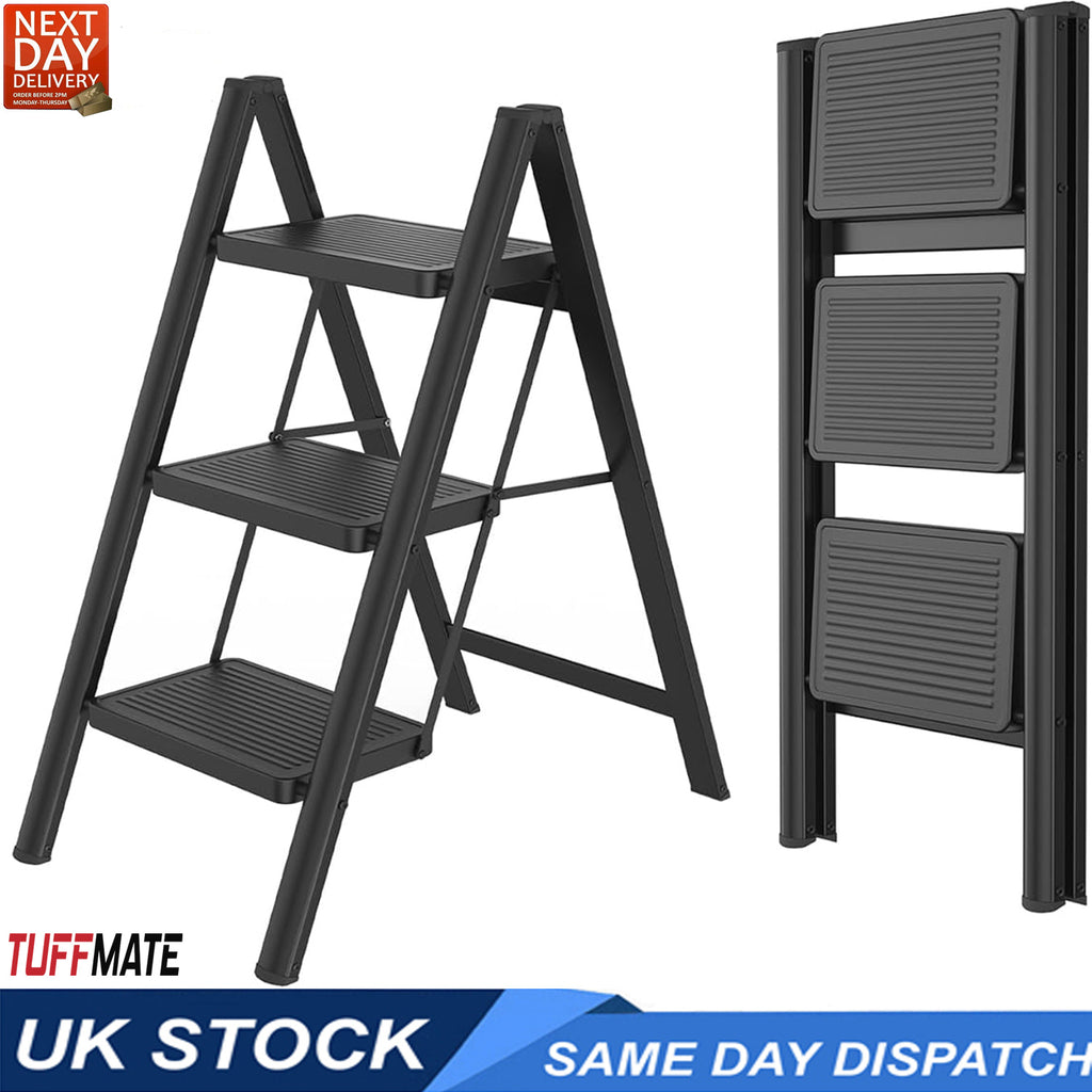 Step Ladder 3 Step Tread 45cm Wide Sturdy and Stable TUFFMATE