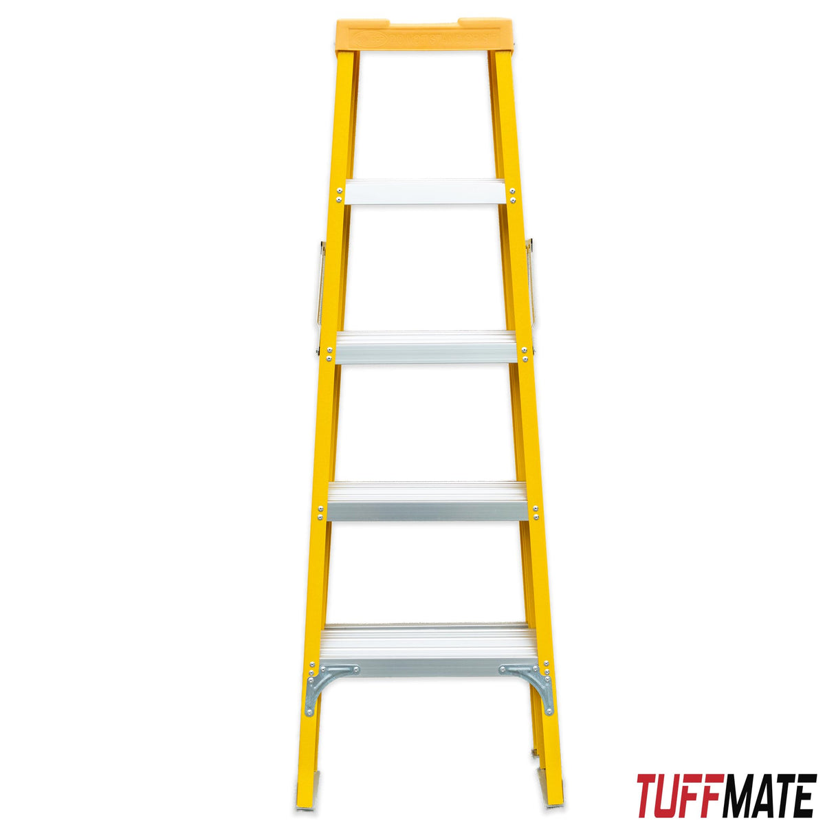Fibreglass Step Ladder 5 Tread 1.5m Electrician with Tool Holder Yellow