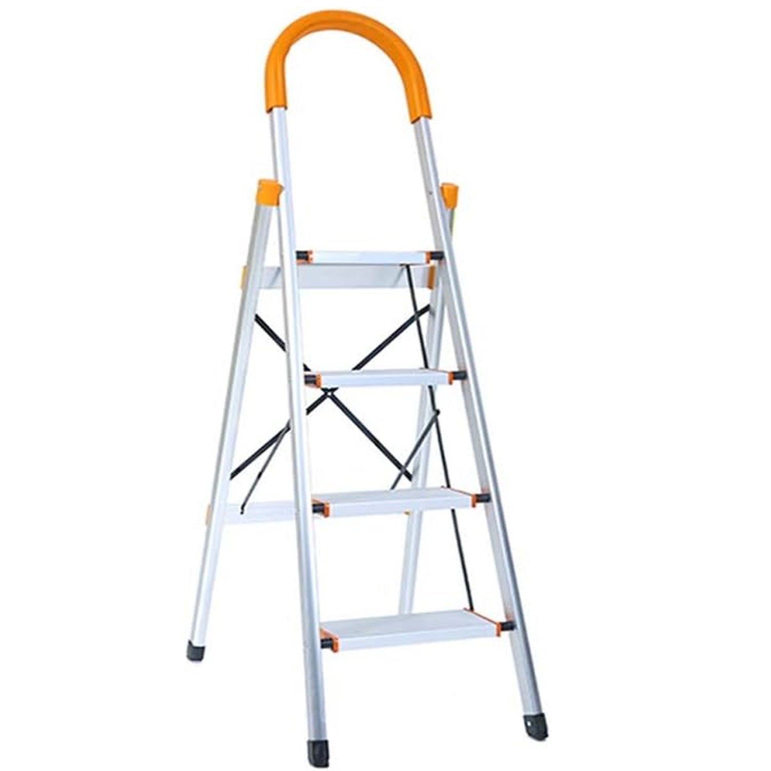 3 Step Orange Ladder – Aluminium Folding Step Ladder for Home and Office image 0