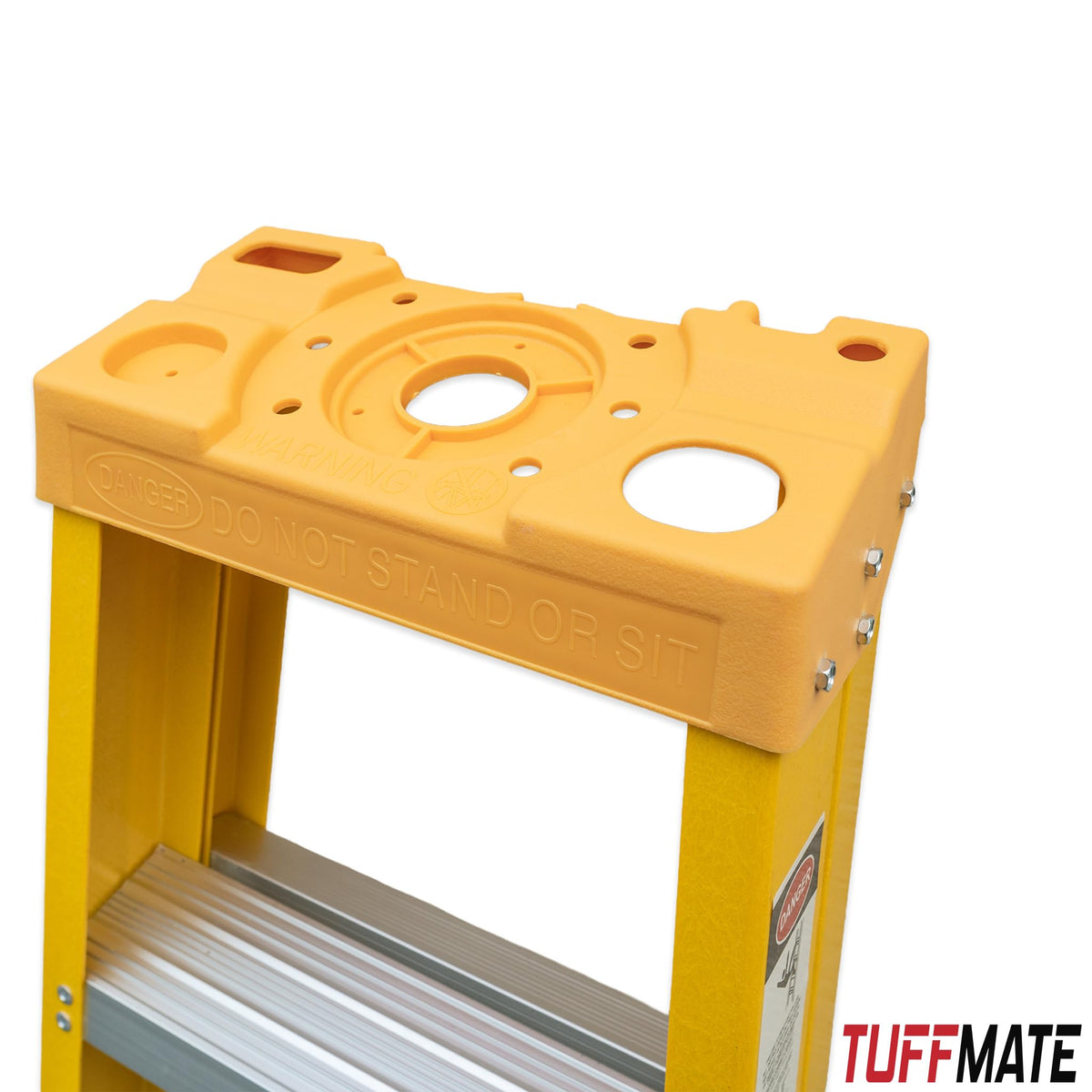 Fibreglass Step Ladder 5 Tread 1.5m Electrician with Tool Holder Yellow