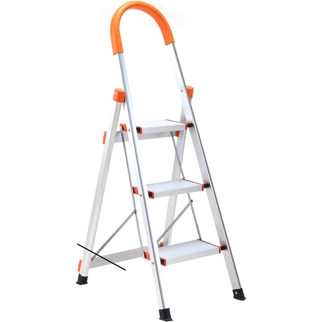 3 Step Orange Ladder – Aluminium Folding Step Ladder for Home and Office image 0