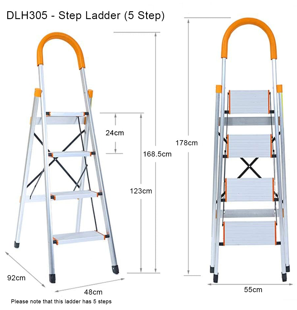 5 Step Aluminium Ladder | Folding Lightweight Step Ladder image 10