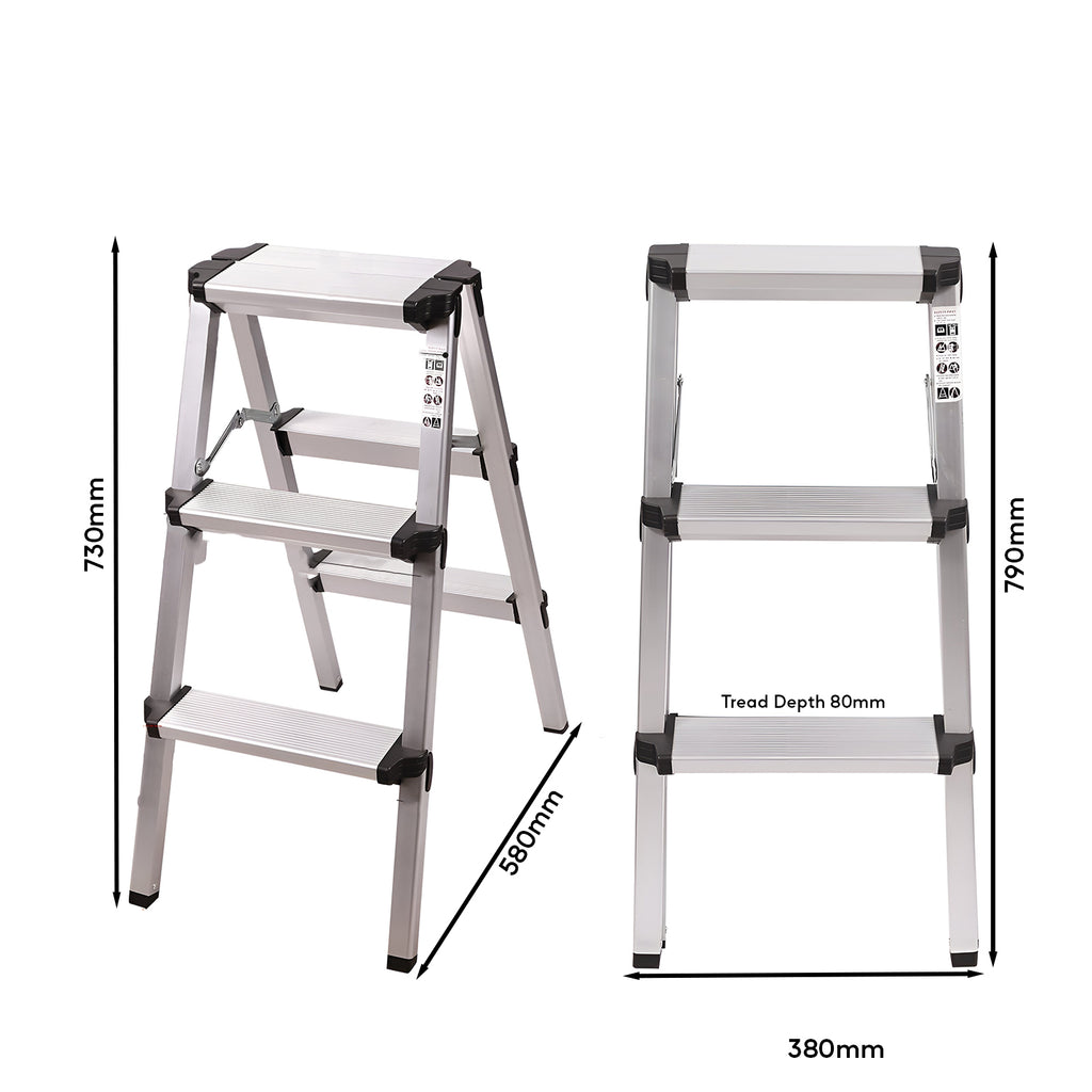 3 Step Aluminium Ladder – Double Sided, Lightweight, and Portable image 1