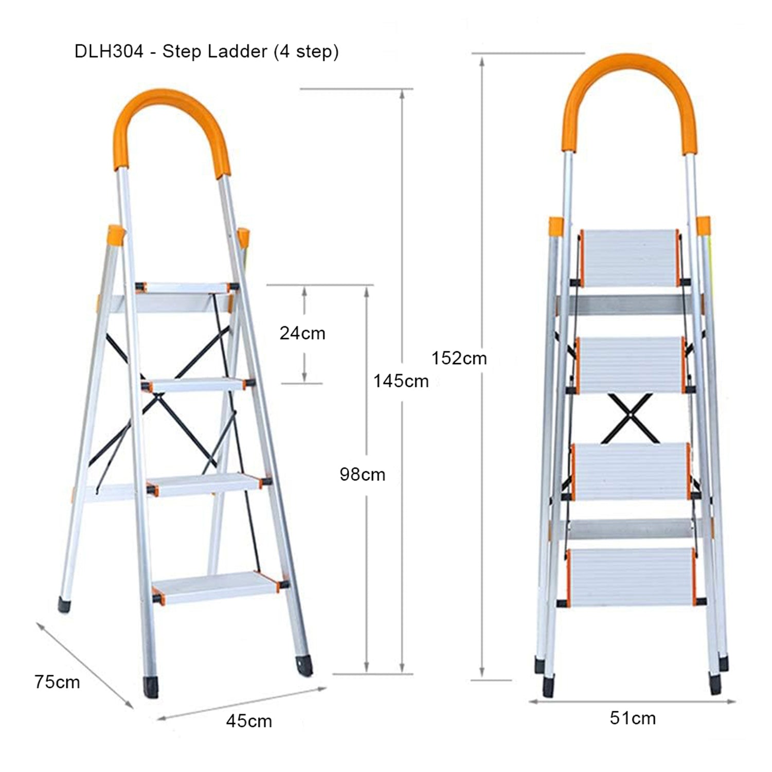 3 Step Orange Ladder – Aluminium Folding Step Ladder for Home and Office image 7