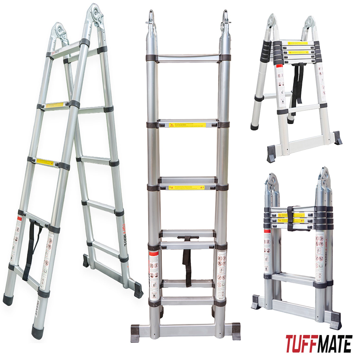 Telescopic Step Ladder Aluminium Double Sided Combination 156cm / 3,2m