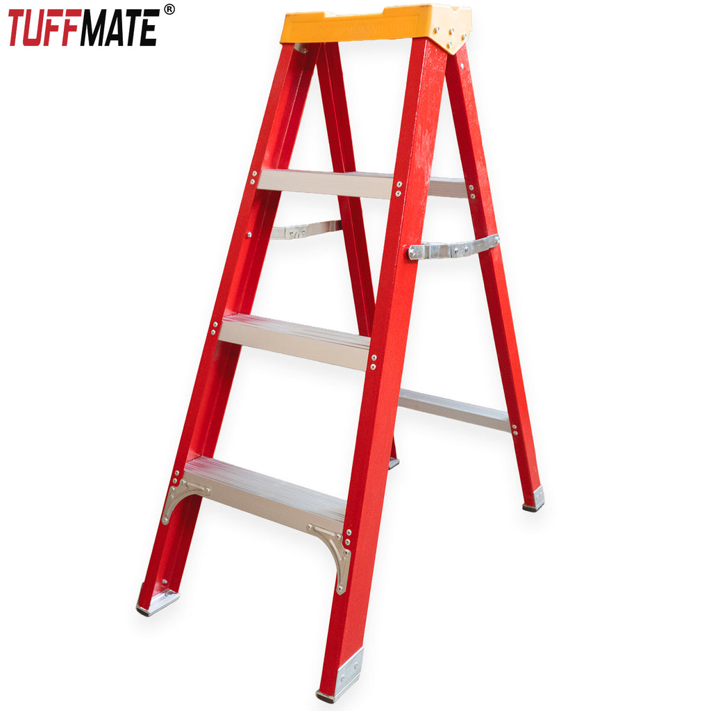 Fibreglass Step Ladder 4 Tread 1.2m Electrician with Tool Holder