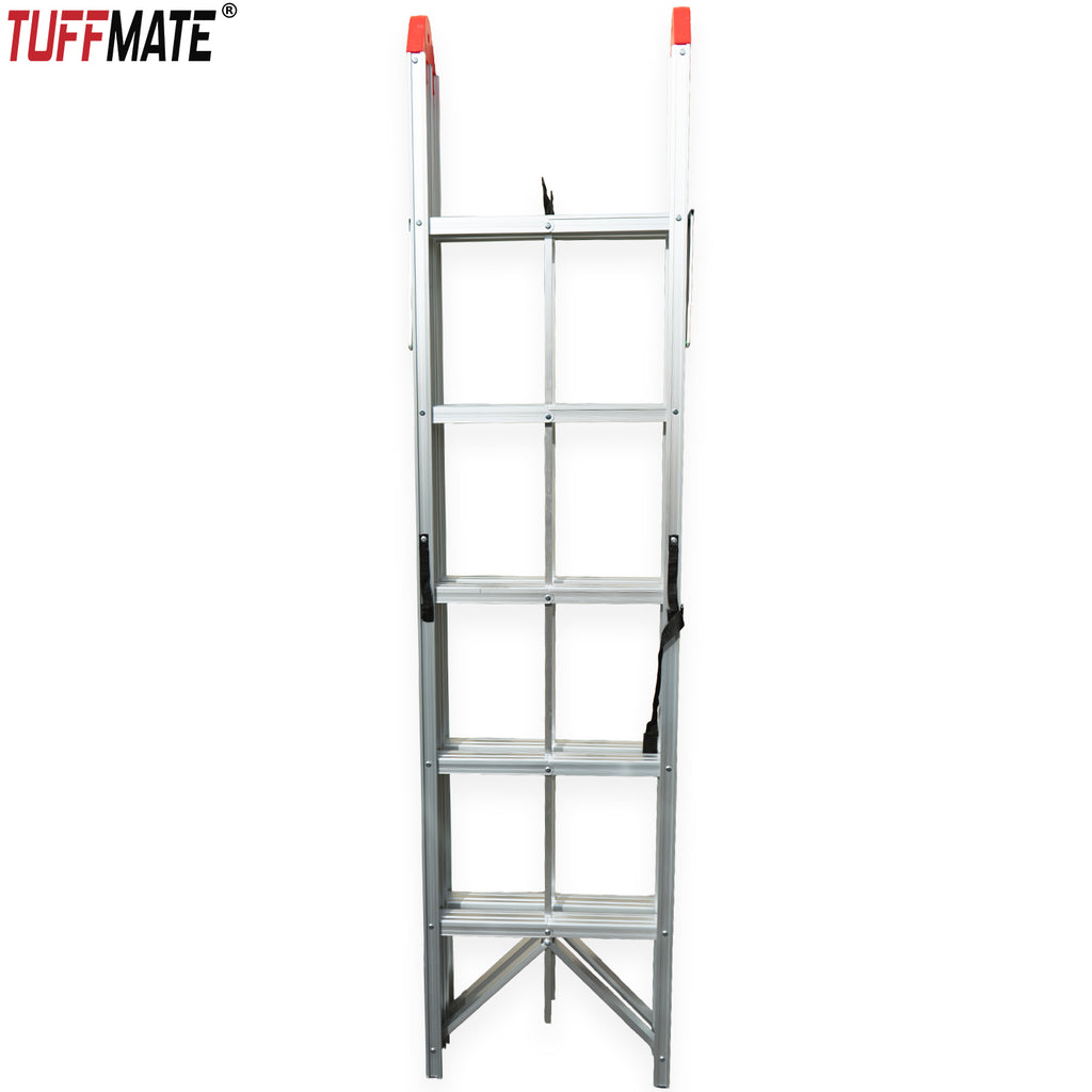 Folding Step Ladder Folds In Half 1.8m 5 Treads Aluminium TUFFMATE