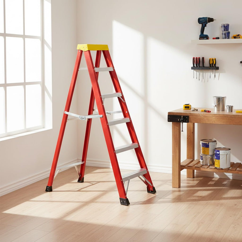 Fibreglass Step Ladder 6 Tread 1.8M Electricians Tool Holder