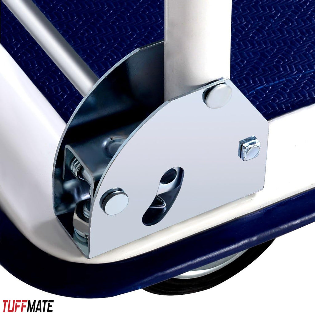 Folding Flat Bed Trolley Blue 150kg Weight Capacity