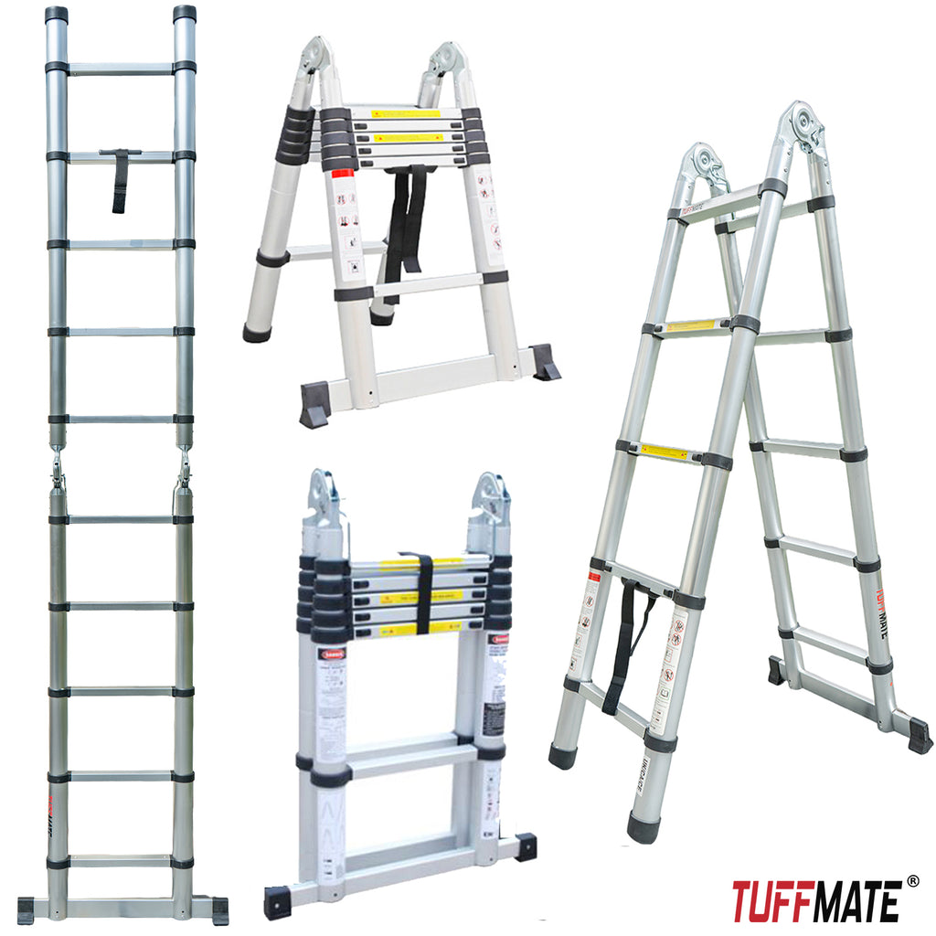Telescopic Step Ladder Aluminium Double Sided Combination 156cm / 3,2m