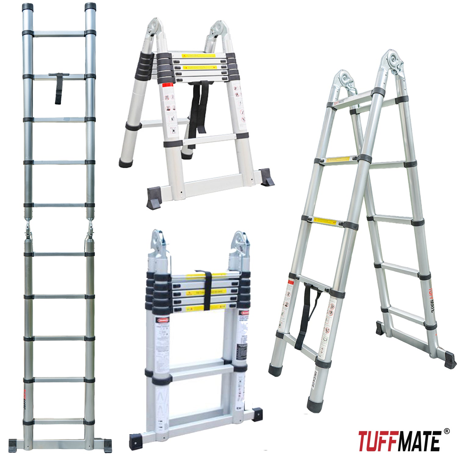 Telescopic Step Ladder Aluminium Double Sided Combination 156cm / 3,2m