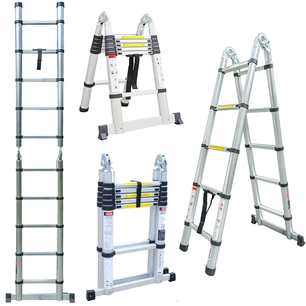 Telescopic Step Ladder Aluminium Double Sided Combination 156cm / 3,2m