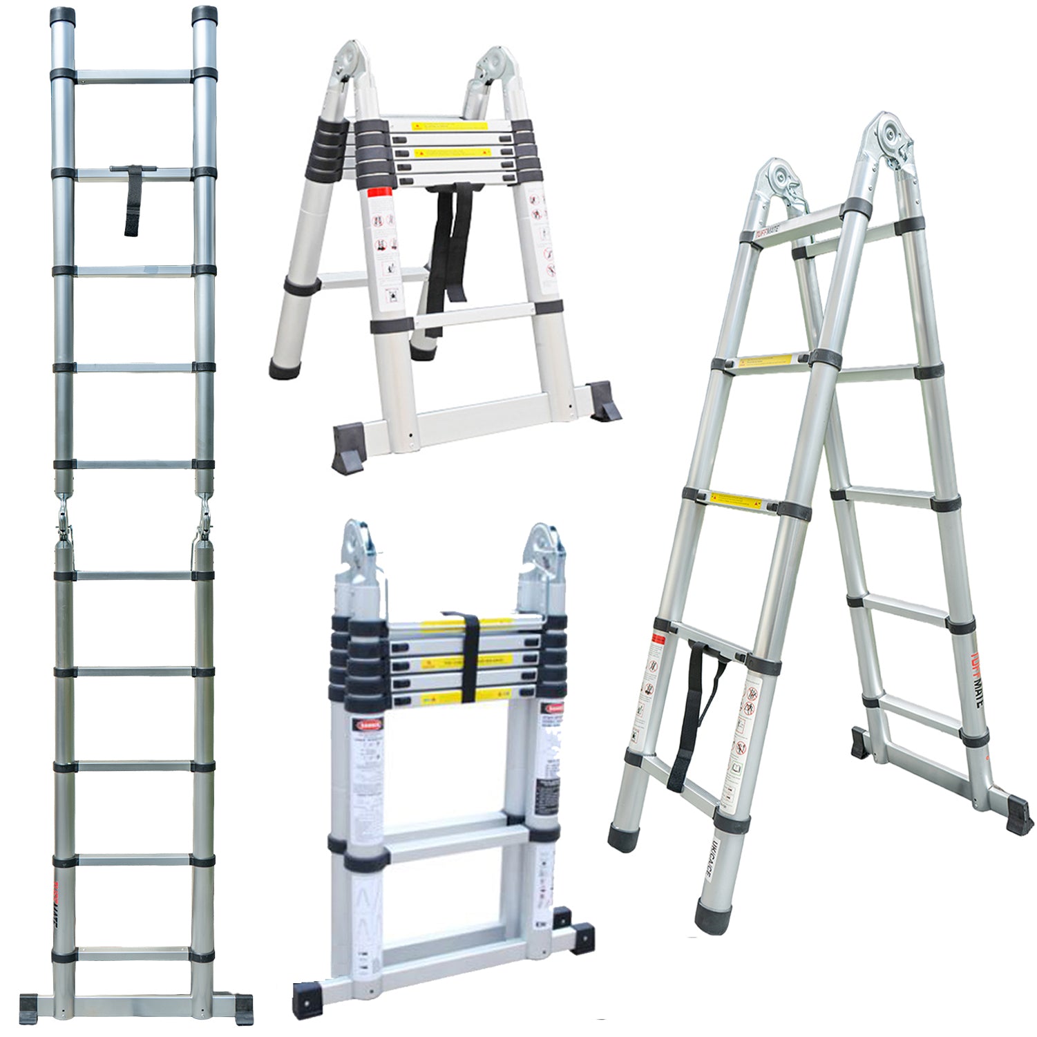 Telescopic Step Ladder Aluminium Double Sided Combination 156cm / 3,2m