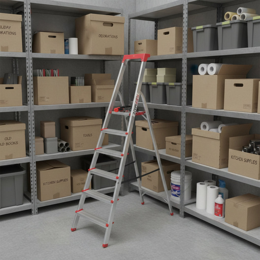 Step Ladder 6 Step Aluminum Folding with Tool Tray TUFFMATE 