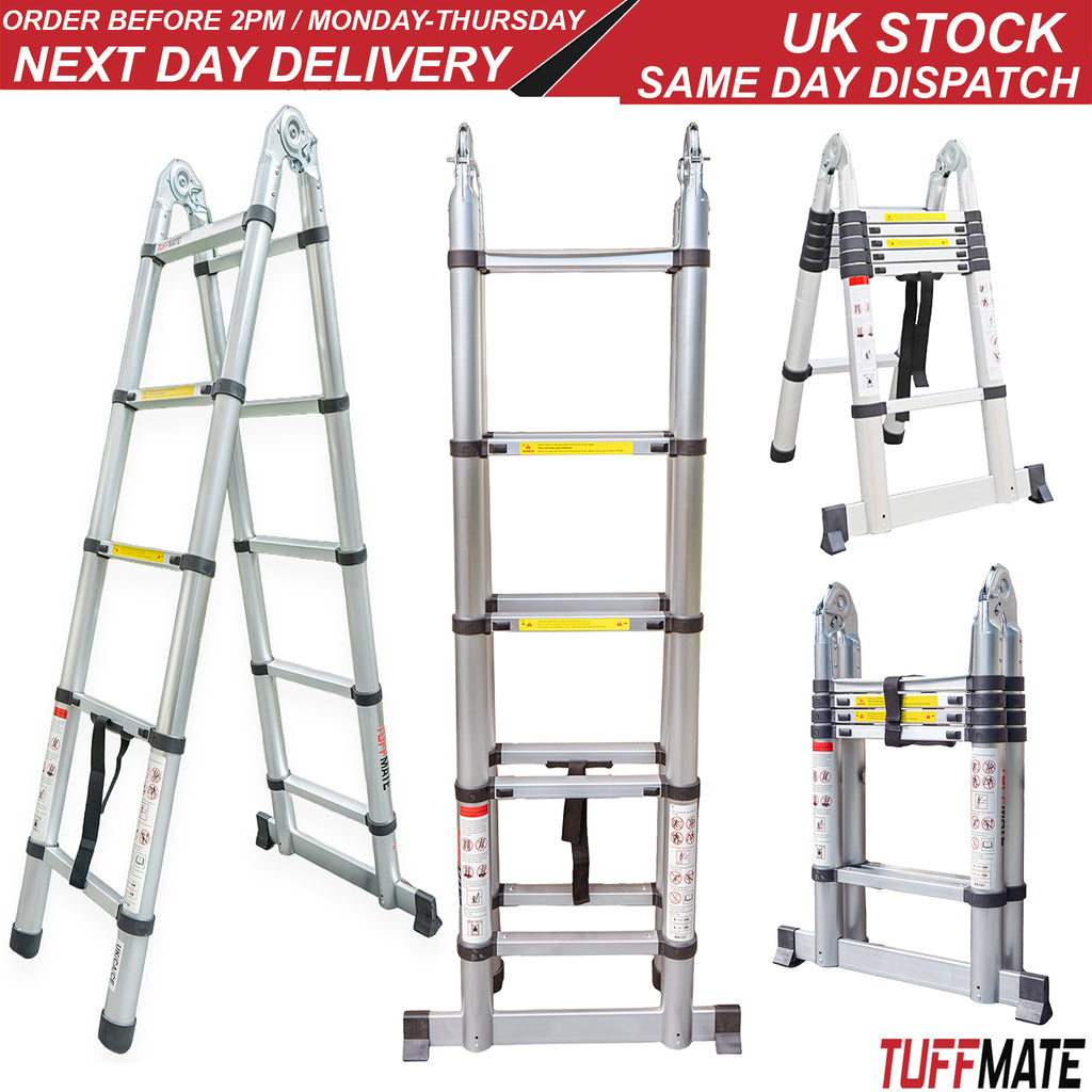 Telescopic Step Ladder Aluminium Double Sided Combination 156cm / 3,2m