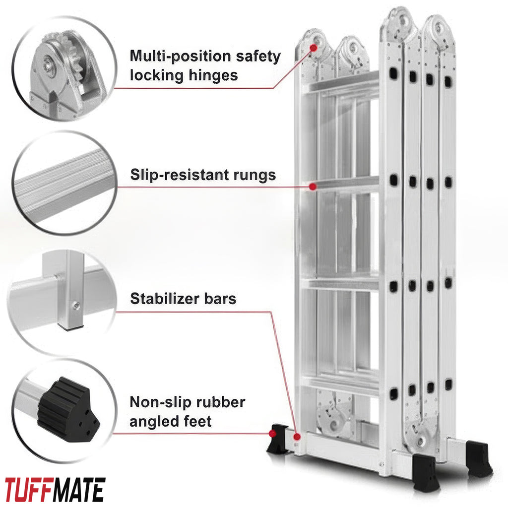 Aluminum Ladder 12 in 1 Multi Purpose 7 Rungs x 4