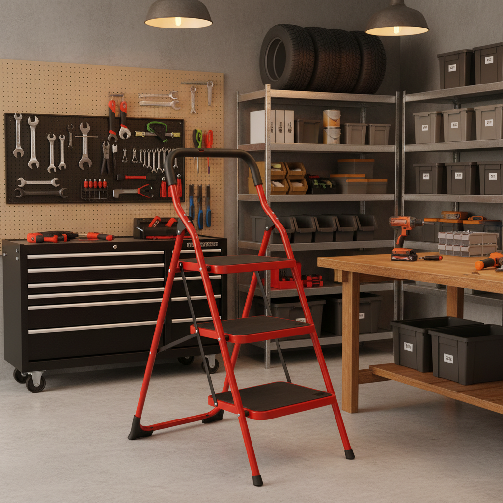 Step Ladder 3 Treads Portable with Handle