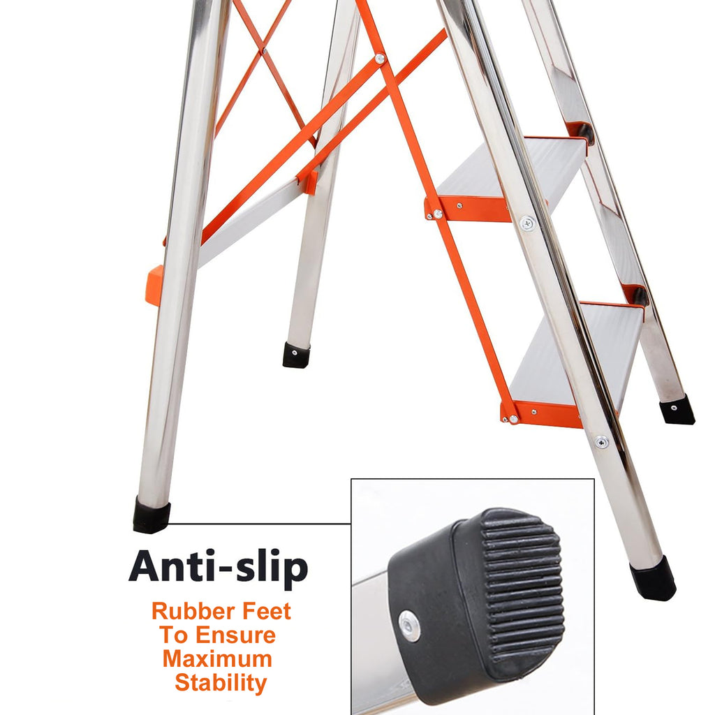 Step Ladder 6 Steps - Folding Aluminium Soft Grip Handle, Max Weight 150kg