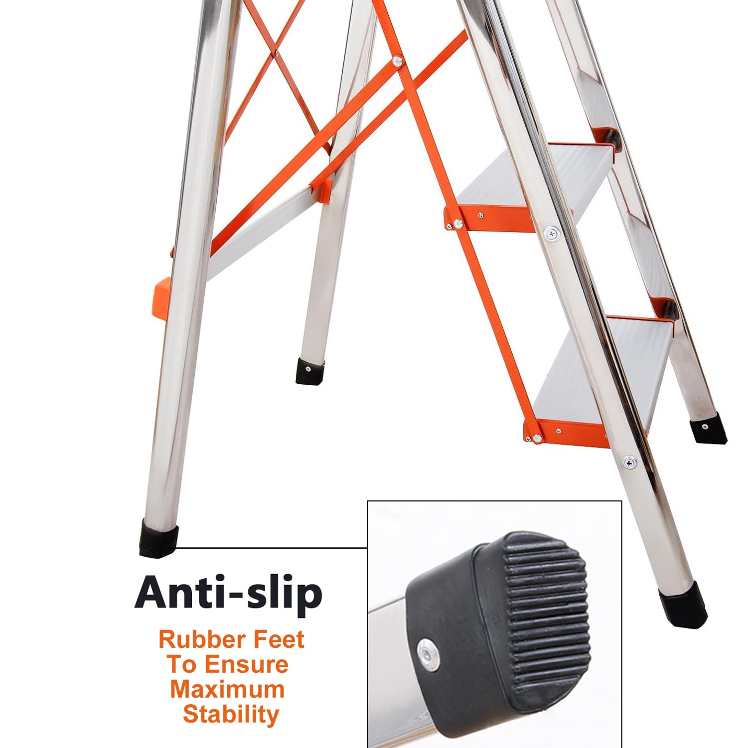 Step Ladder 6 Steps - Folding Aluminium Soft Grip Handle, Max Weight 150kg