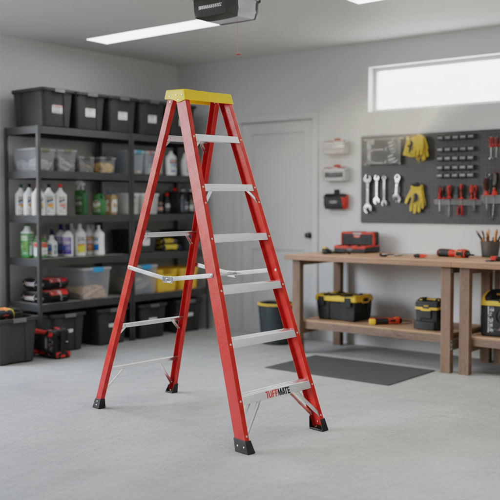 Electricians Fibreglass Step Ladder 7 Tread 2.1m Tool Tray