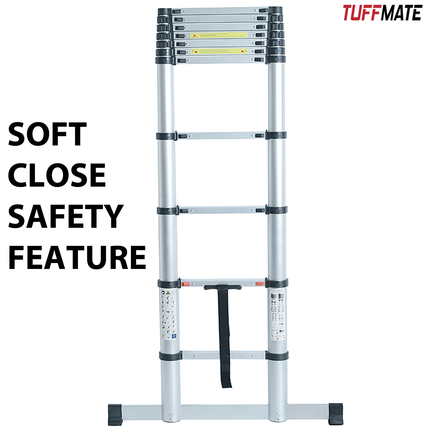 Telescopic Ladder 3.8m Soft Close 12 Steps Max Height image 1