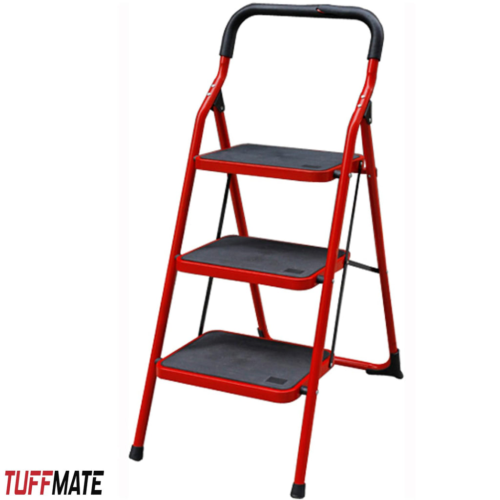 TUFFMATE Heavy Duty Folding Step Ladder with Safety Handle